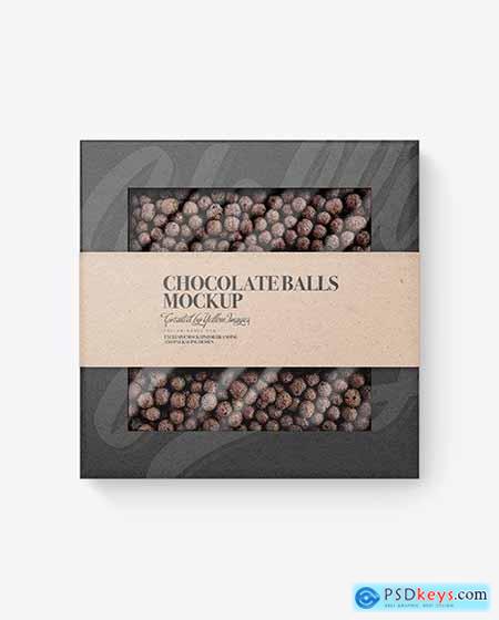 Kraft Paper Box With Chocolate Balls Mockup 84627