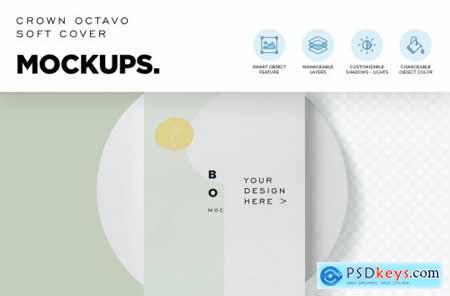 Crown Octavo Soft Cover Book Mockups