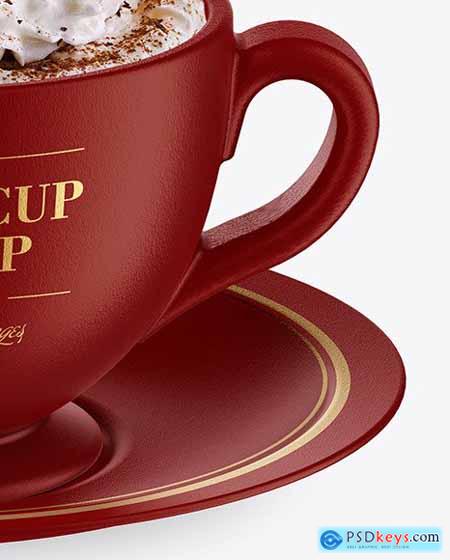 Ceramic Coffee Cup w- Plate Mockup 84466