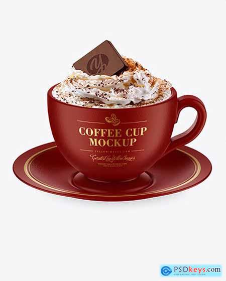Ceramic Coffee Cup w- Plate Mockup 84466