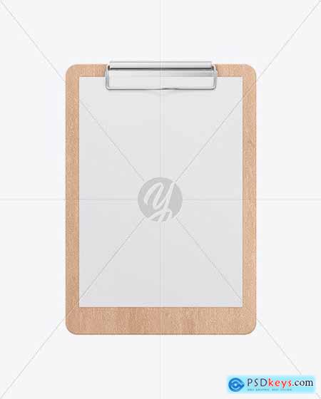 Wooden Clipboard W- A4 Paper Mockup 84773