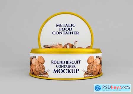 Rounded cookie biscuit can mockup