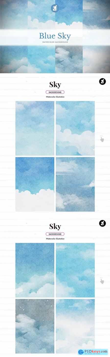 8 Sky watercolor background