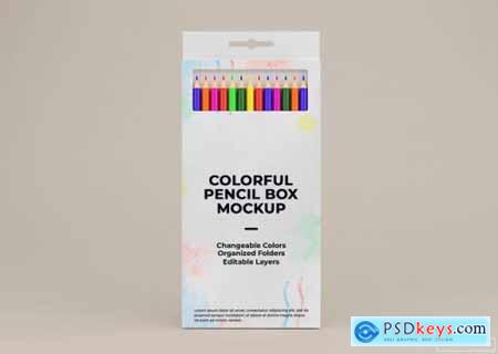 Colorful pencil box mockup