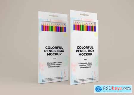 Colorful pencil box mockup