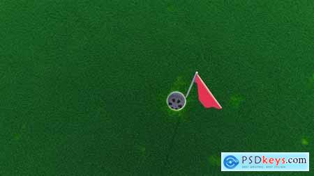 a Golf Ball Rolls Across the Course Into a Hole Top View 32569689