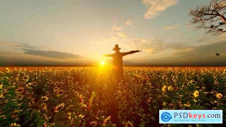 Sunset View Scarecrow and Sunflower Field 32567011