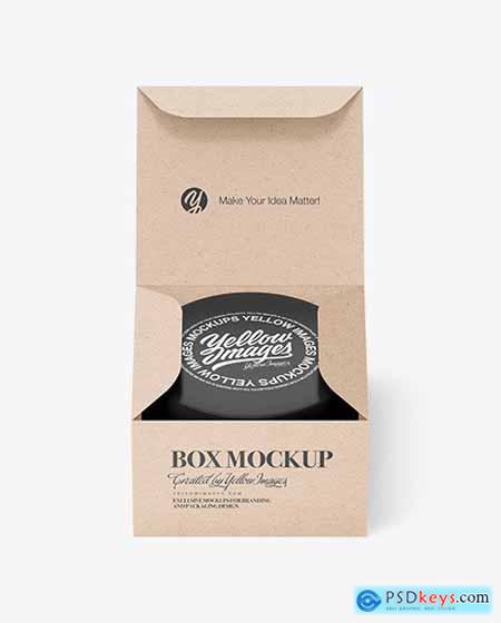 Kraft Paper Box with Cosmetic Jar Mockup 84828