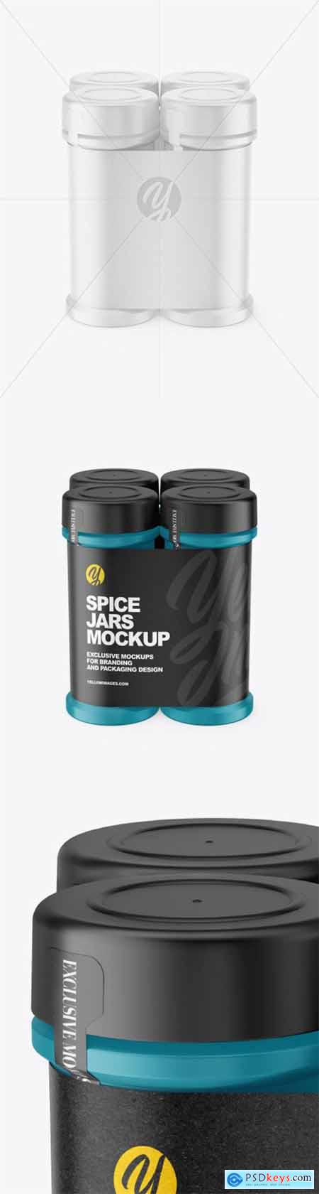 Four Matte Spice Jars Mockup 80618
