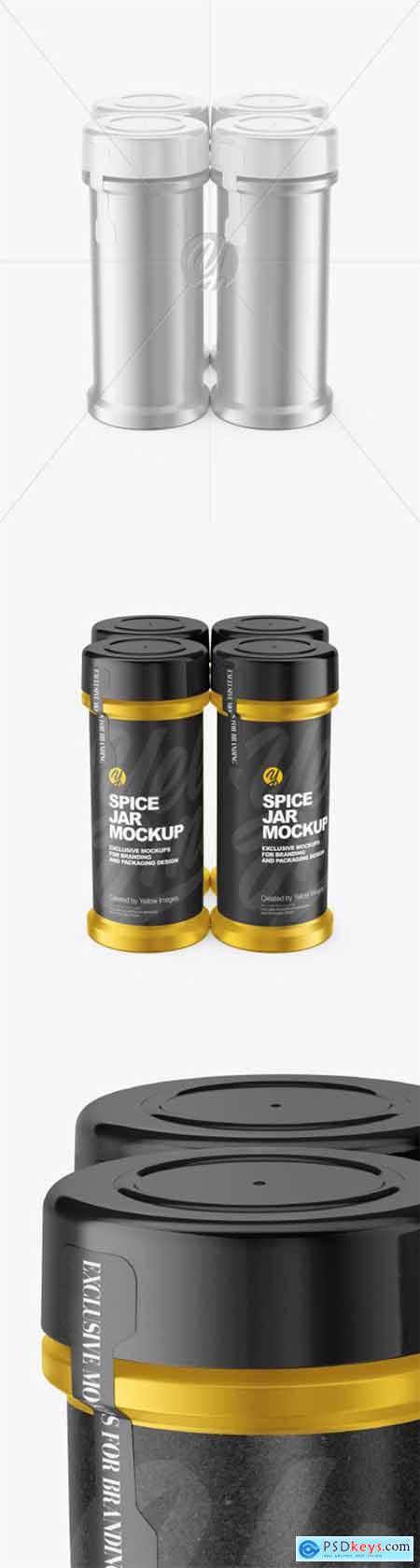 Four Metallic Spice Jars Mockup 80600