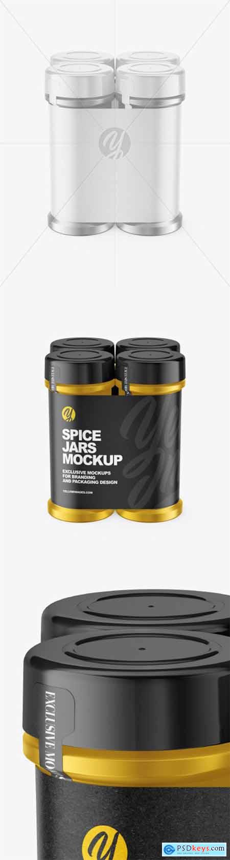 Four Metallic Spice Jars Mockup 80625
