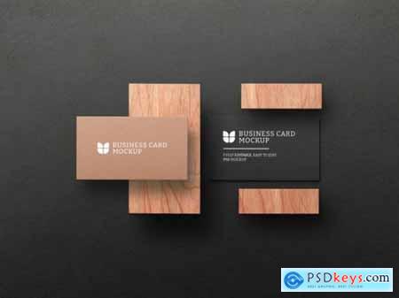 Dark business card with kraft paper mockup