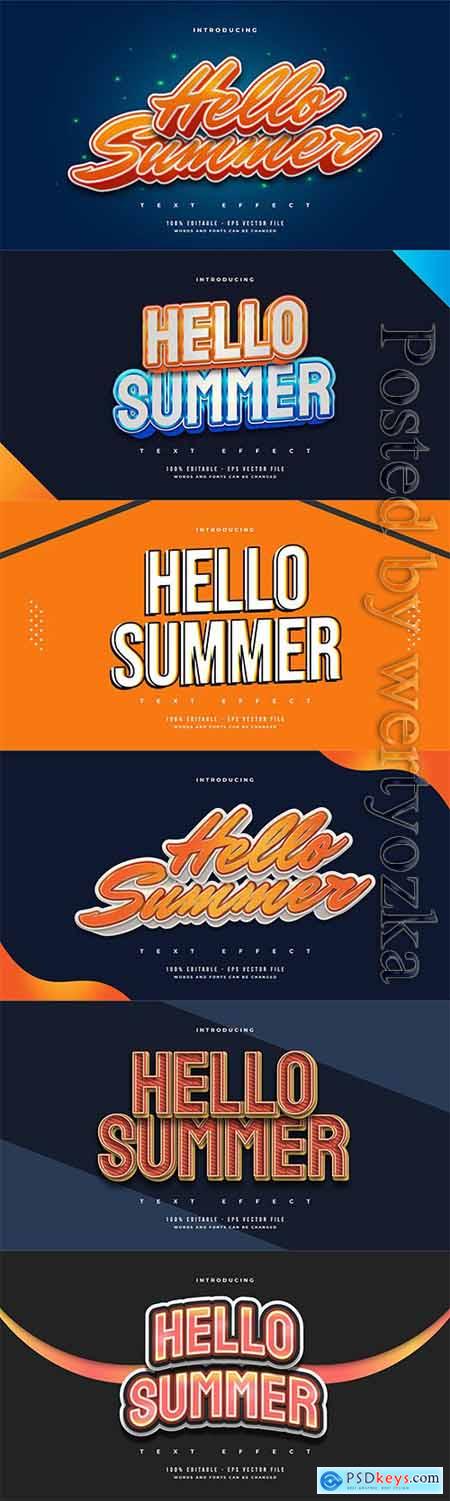Hello summer 3d editable text style effect in vector vol 8
