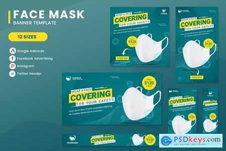 Face Mask Banner Ads Set Template