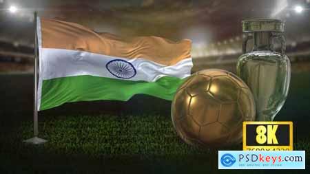 8K India Flag with Football And Cup Background Loop 32695060 