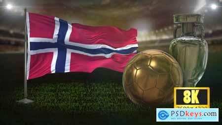 8K Norway Flag with Football And Cup Background Loop 32695057