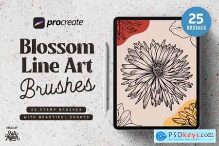 Procreate Blossom Line Art Brushes