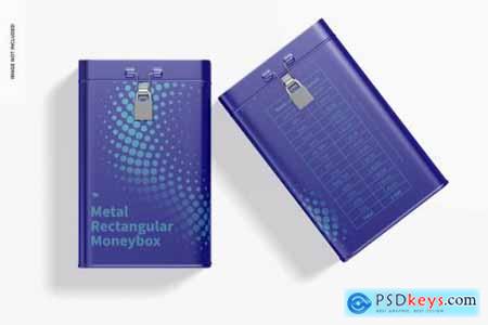 Metal rectangular moneyboxes mockup