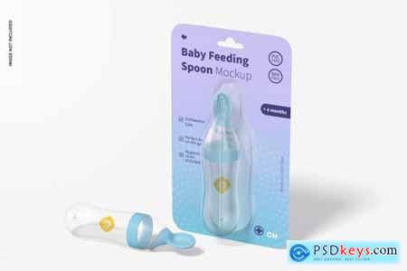 Baby squeeze feeding spoon blister mockup