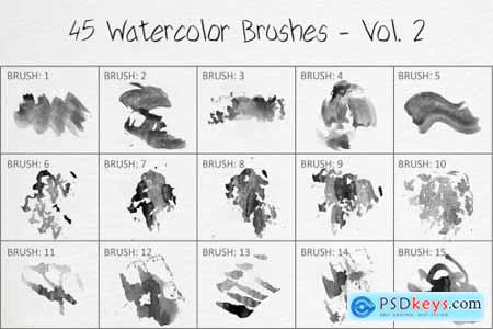 45 Watercolor Brushes - Vol 2