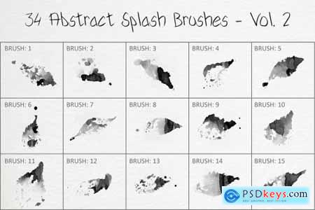 34 Abstract Splash Photoshop Brushes - Vol 2 6258136