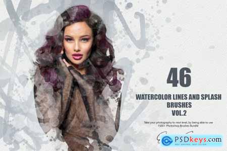 46 Watercolor Lines and Splash Brushes - Vol 2