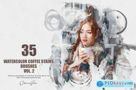 35 Watercolor Coffee Stains Brushes - Vol 2