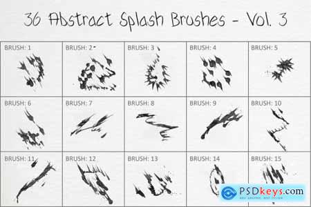 36 Abstract Splash Brushes - Vol 3