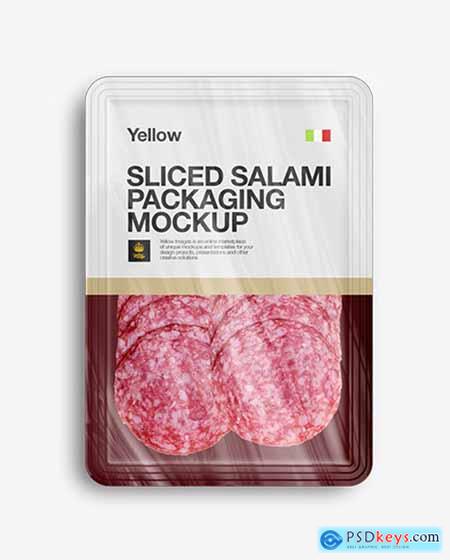 Plastic Tray W- Sliced Classic Salami Mockup 11133