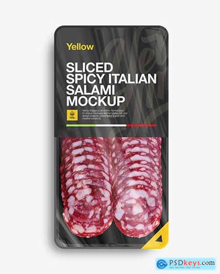 Plastic Vacuum Tray W- Spicy Italian Salami Mockup 11138