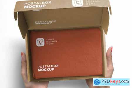 Woman hand opening postal box mockup