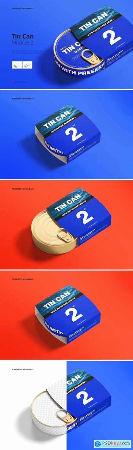Tin Can Mockup with Paper Packaging