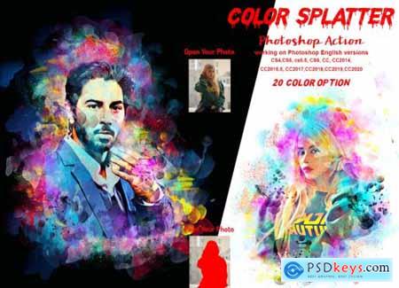 Color Splatter Photoshop Action 5976636