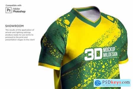 3D Soccer Jersey V-Neck Kit Mockup 6198334