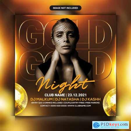 Gold night club party flyer