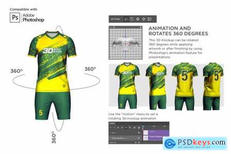 3D Soccer Jersey V-Neck Kit Mockup 6198334
