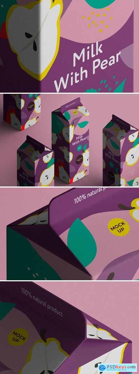 Isometric Milk-Juice Carton Box Mockup