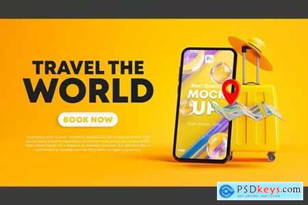 Phone Mockup Travel The World Book Now