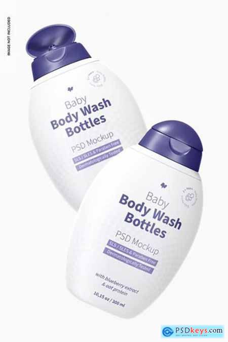 Baby body wash bottles mockup
