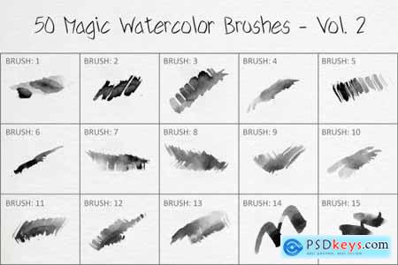 50 Magic Watercolor Brushes - Vol. 2 6258392