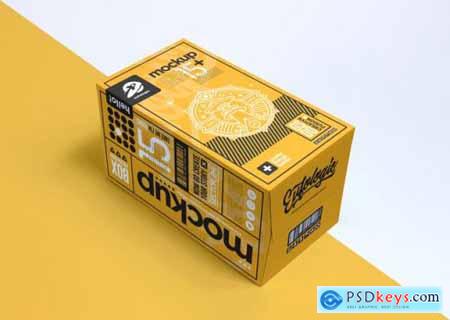 Realistic packaging yellow box mockup