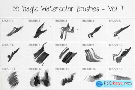 50 Magic Watercolor Brushes - Vol. 1 6258390