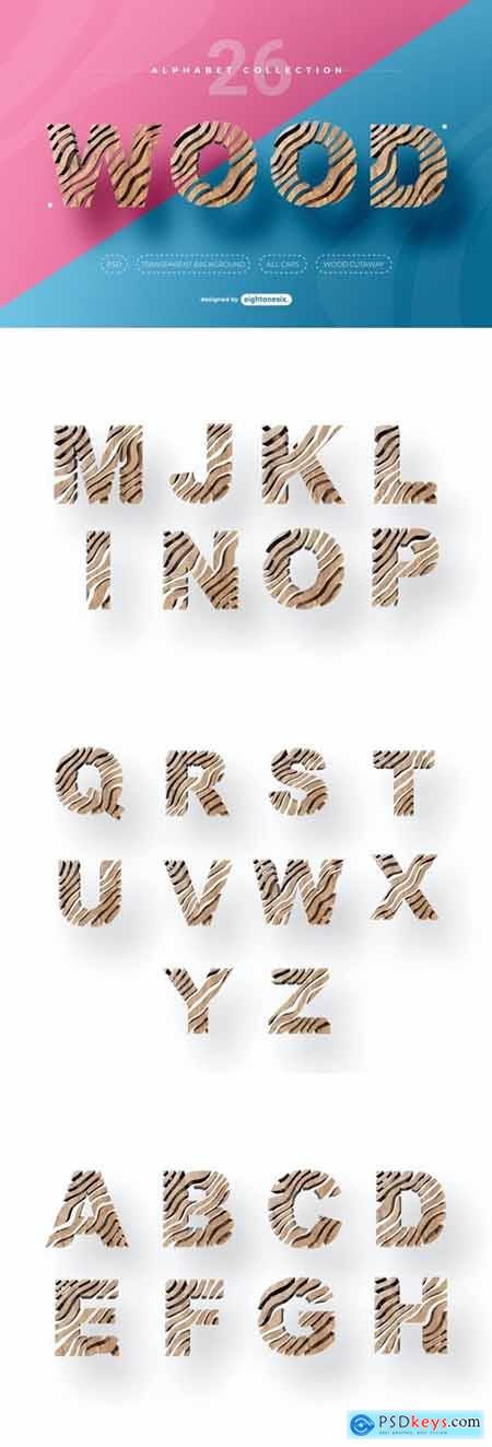 Abstract Wood Alphabet Letters
