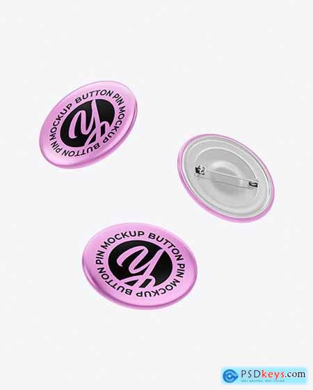 Metallic Button Pins Mockup 85554