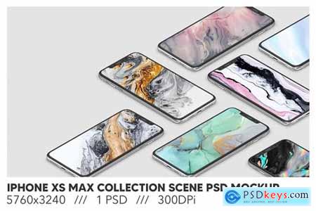 iPhone Xs Max Collection Scene PSD Mockup