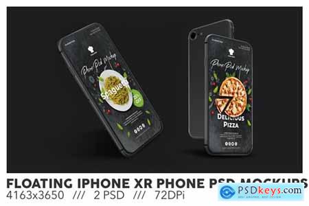 Floating iPhone XR Phone PSD Mockups