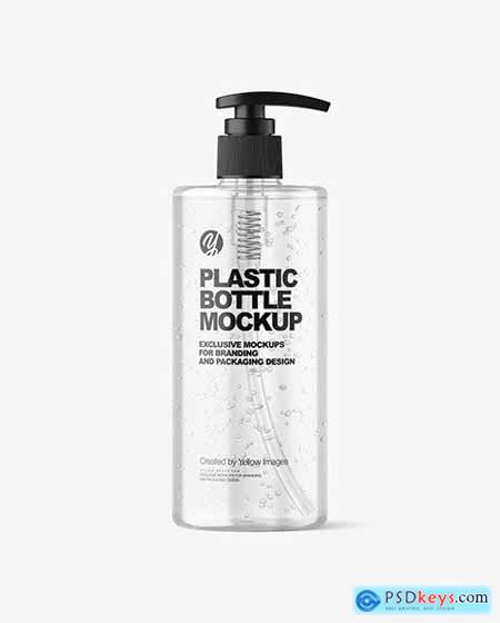 Clear Cosmetic Bottle with Pump Mockup 86455