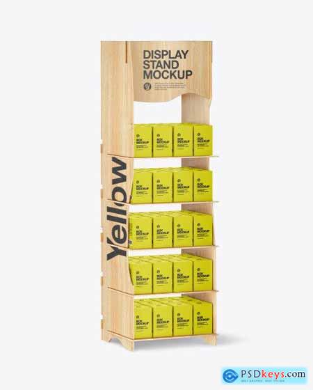 Wooden Display Stand w- Boxes Mockup 85752