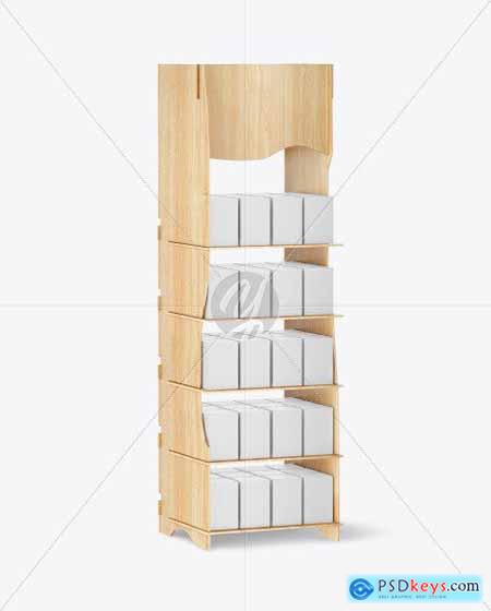 Wooden Display Stand w- Boxes Mockup 85752