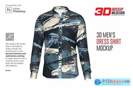 3D Mens Dress Shirt LS Mockup 6002097